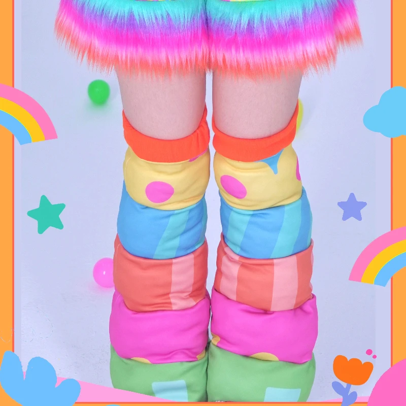 Autumn Winter Colorful Fashion 3D Cotton-Filled Women's Leg Warmers Original Design Versatile Thickened Warm Leg Warmers Ladies