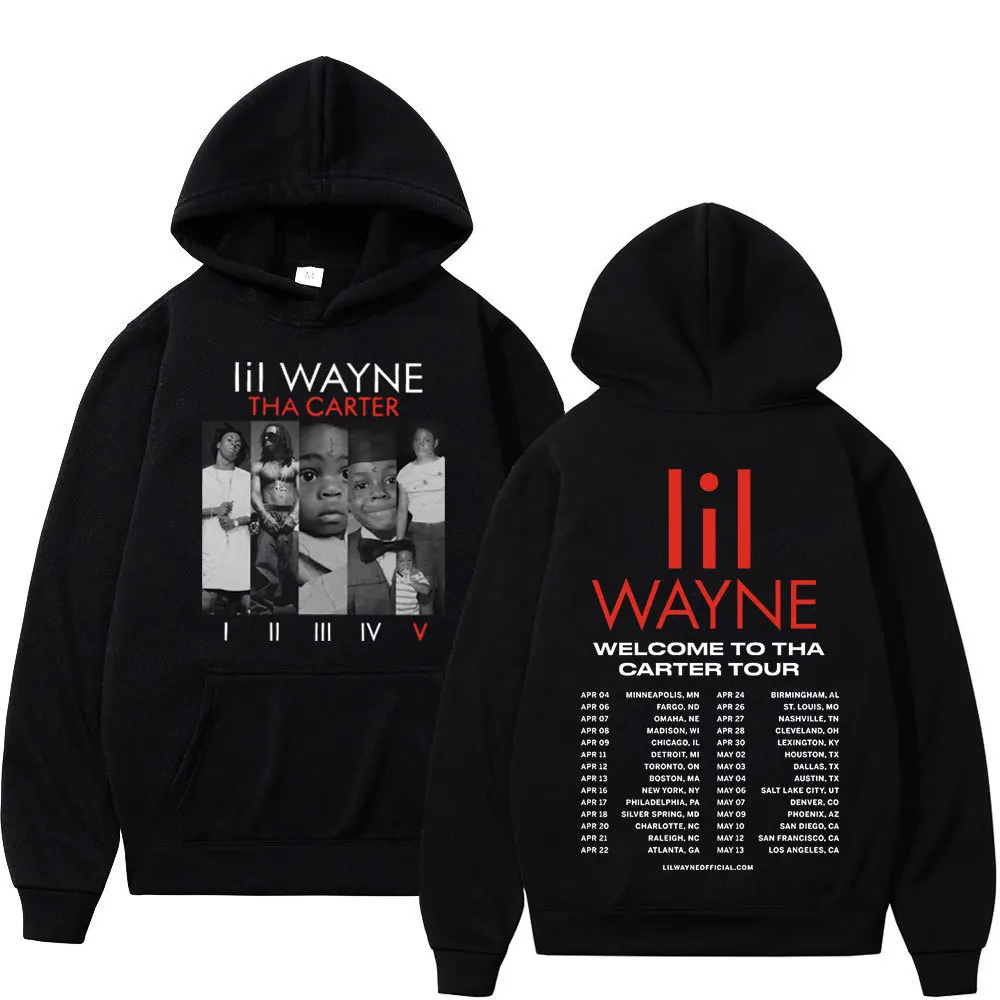 Lil Wayne doppelseitig bedruckter Kapuzenpullover für Paare. Loses Pullover-Sweatshirt im Street-Style für Männer und Frauen im Autumn_Winter.