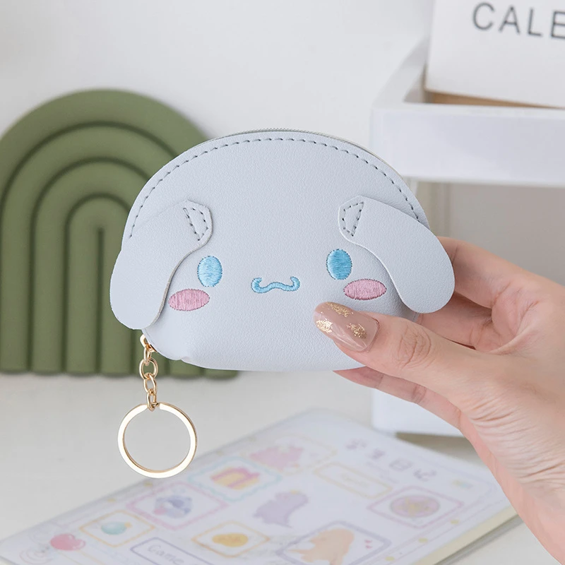 Mini monedero Kawaii Sanrio Hello Kitty Cinnamoroll My Melody, pompón de dibujos animados, monedero Purin, regalos de cumpleaños para niñas y mujeres