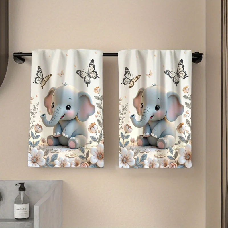 2-Pack Single-sided Printed Cartoon Elephant 2D Pattern