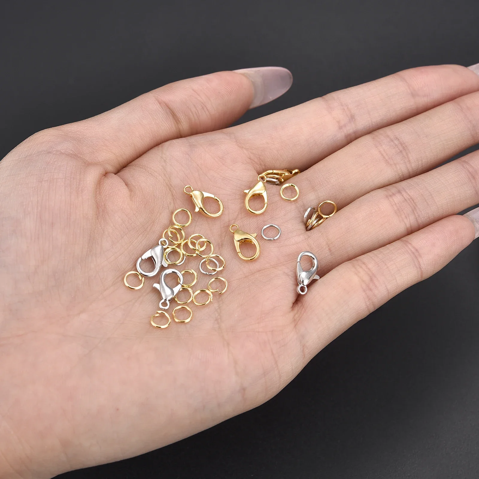 

500Pcs/Box Jewelry Making Kit Lobster Clasps & Jump Rings With Box For DIY Chain Necklace Bracelet Anklet Supplies Connectors