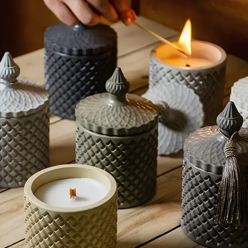 Irregular Geometric Round Candle Jar Silicone Mold Lava Plaster Casting Resin Molds for Flowerpot Molds Making Home Decor