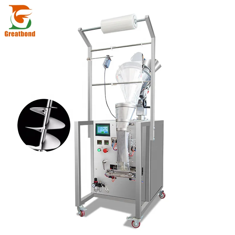 Fully Automatic Non-dusting Seasoning Flour Wheat Powder Small Sachet Pouch Back Seal Foil Film Filling Screw Packing Machine