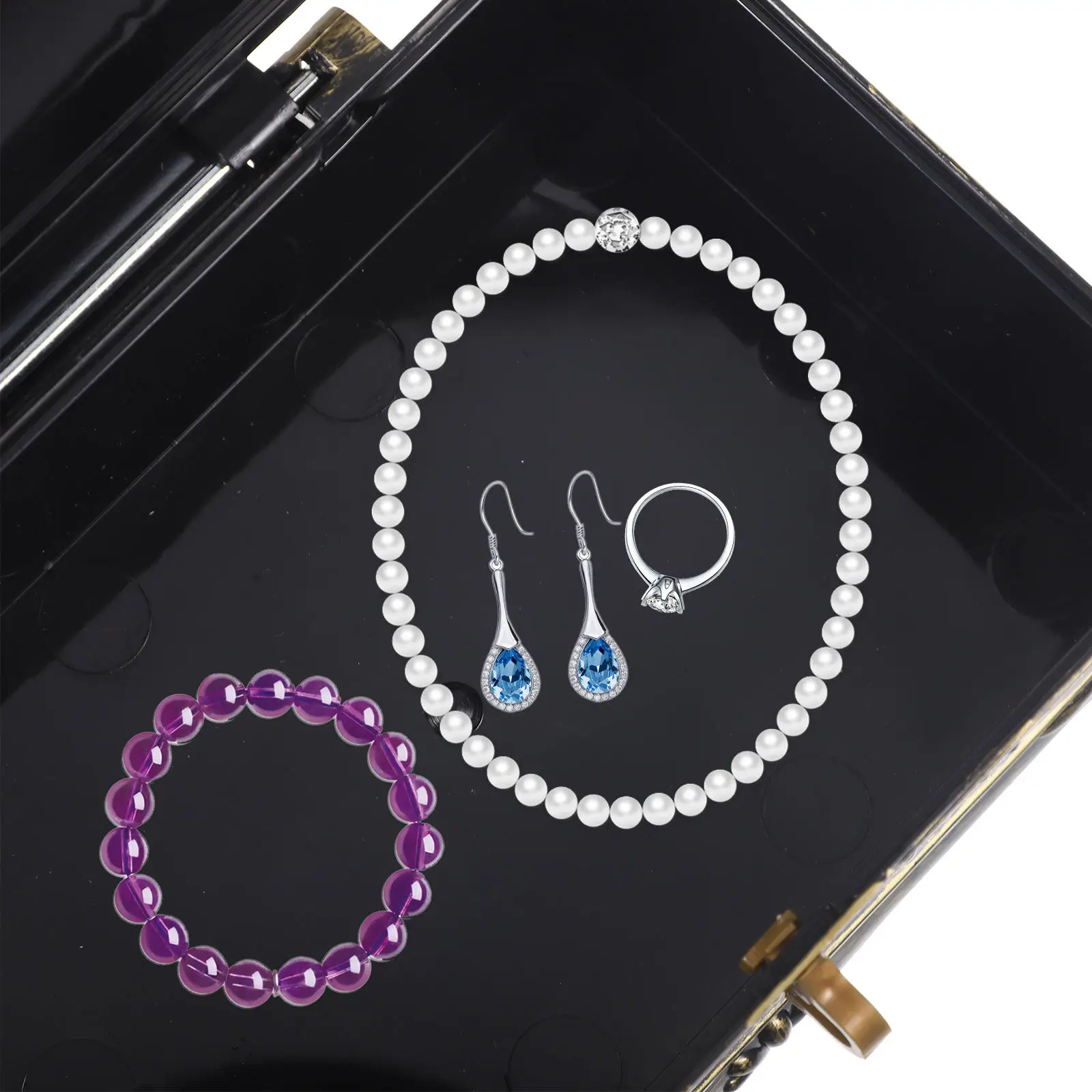 

Retro Plastic Jewelry Case Vintage Trinket Storage Box for Rings Earrings Necklaces Bracelets Decorative Gift Box Treasure Chest