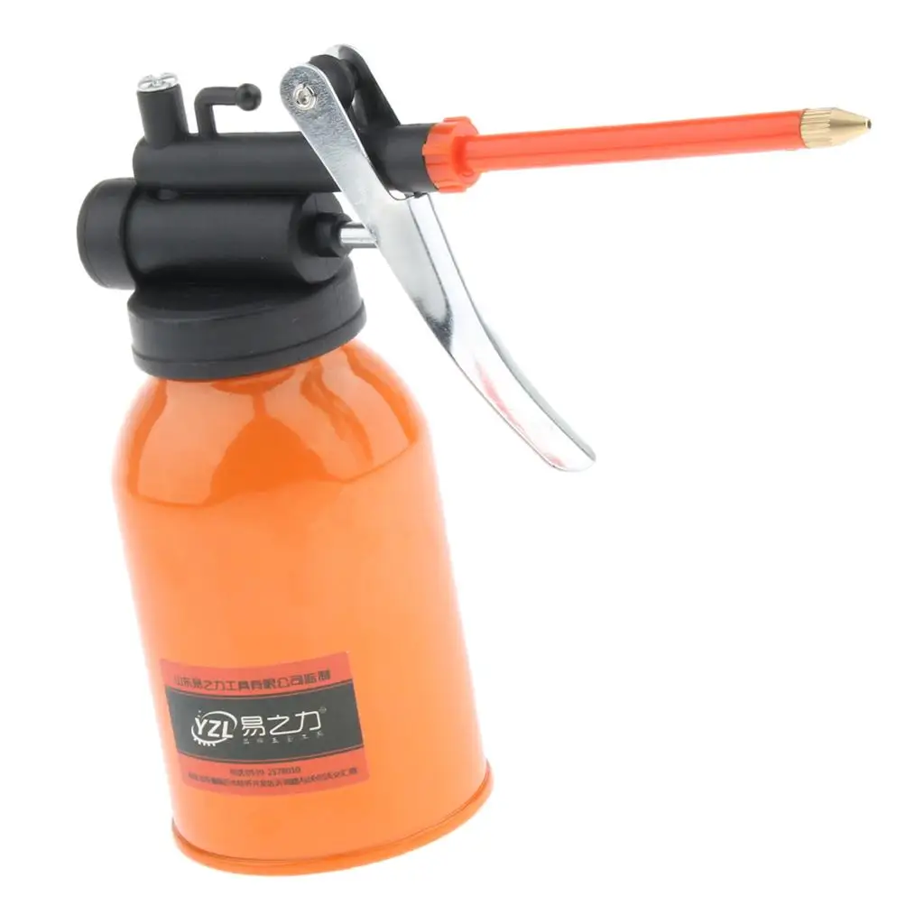 250ML High Pressure Pump Oiler Oil Machine Oiler Pressure Bottle Detachable with for Lubrication Orange