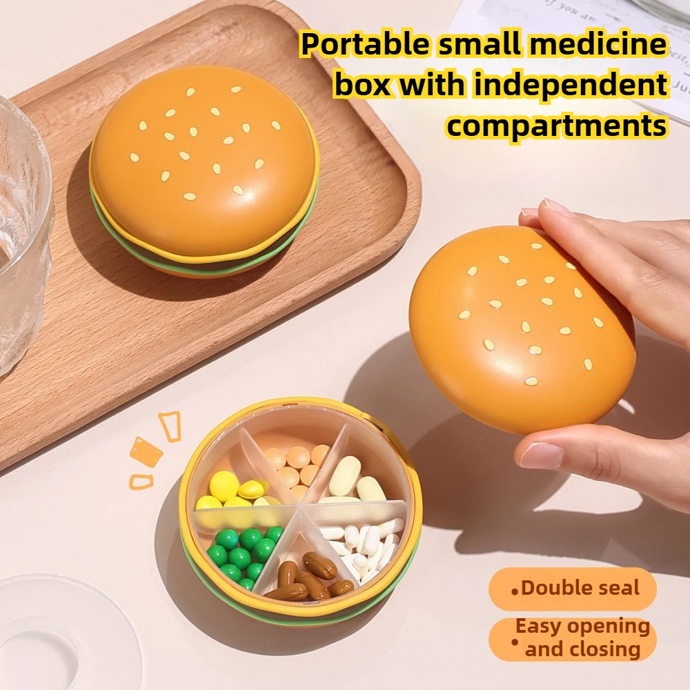 2/3/6 Grid Hamburger Pill Box Portable Medicine Dispensing Box Three Meals A Day Seven Days A Week Mini Sealed Storage