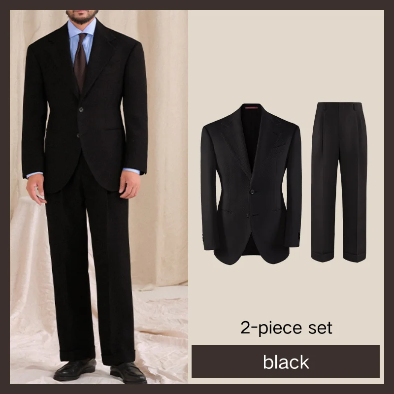 

Retro Formal Men's Suit Set Single Breasted Multi-color Fabric Wrinkle Resistant Easy to Maintain Suit Casual Business Clothing