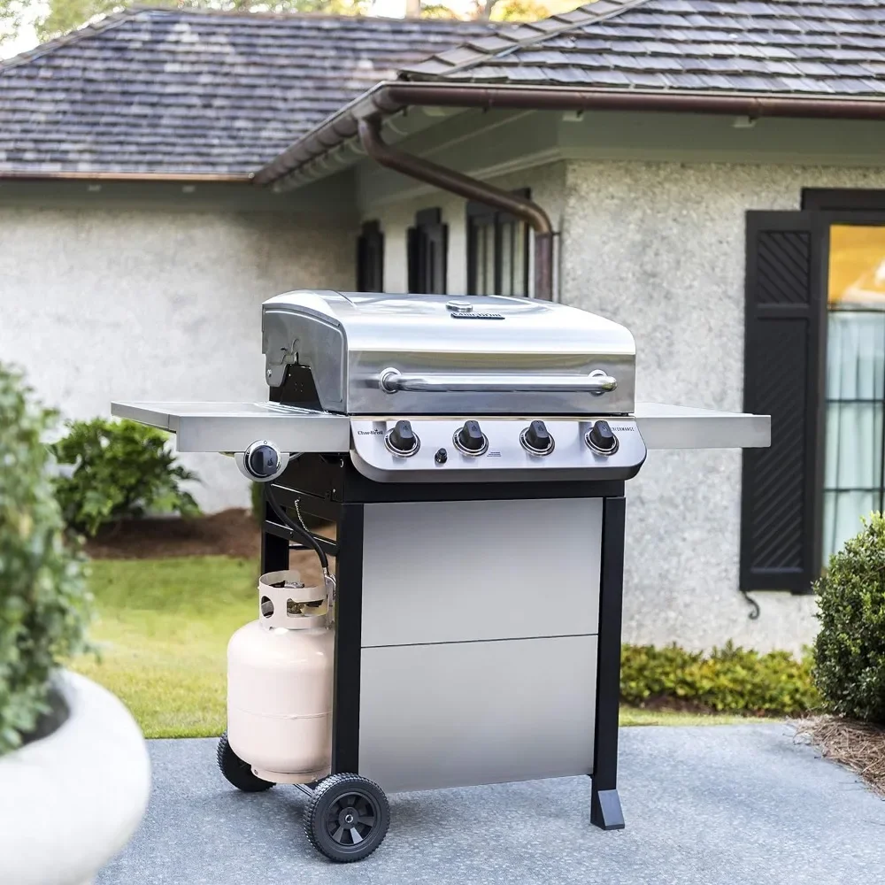 Performance Series Convective 4-Burner with Side Burner Cart Propane Gas Stainless Steel Grill - 463377319