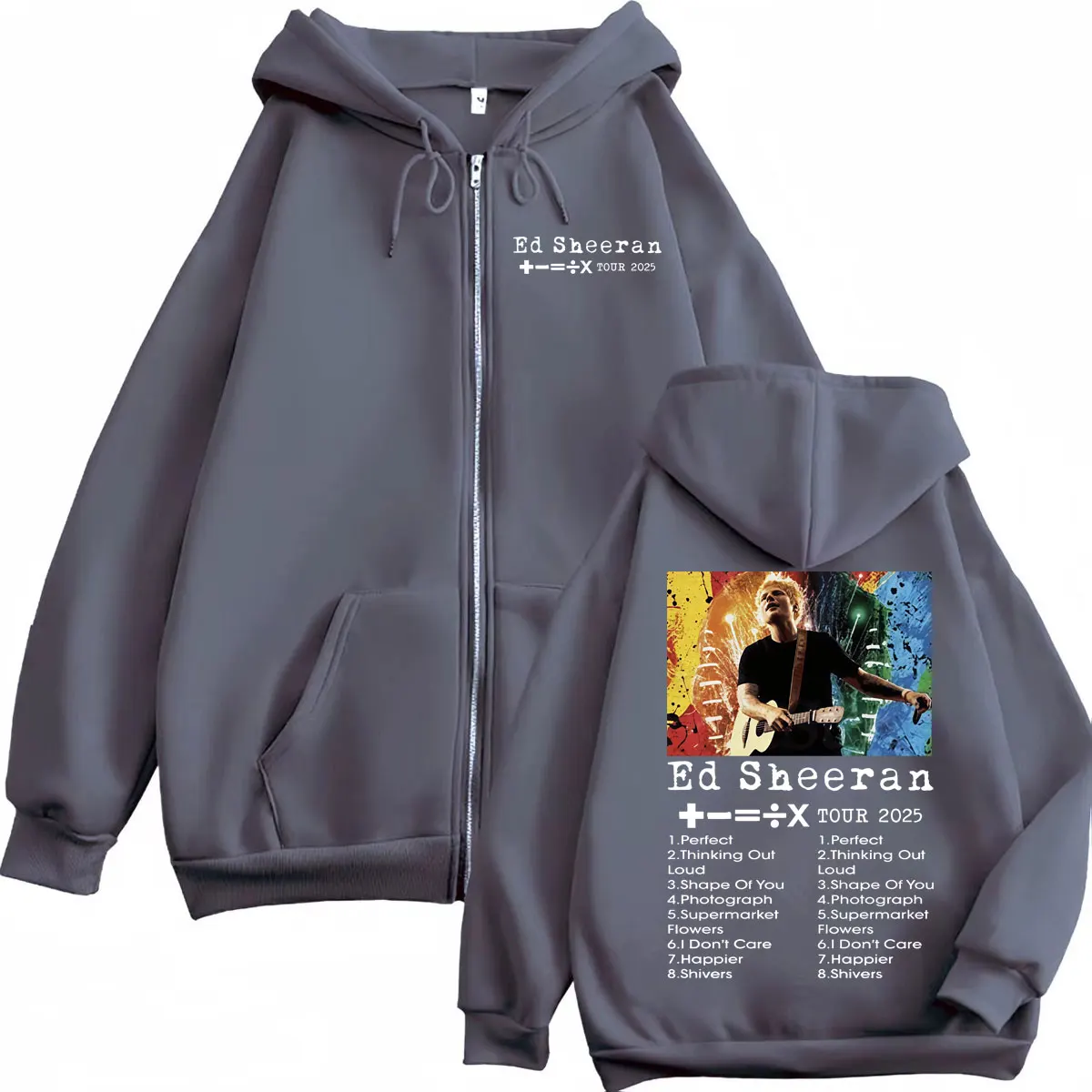 Ed Sheeran Tour 2025 Graphic Zipper Hoodie High Quality Fashion Zip Up Hooded Sweatshirts Men Women Casual Oversized Pullovers