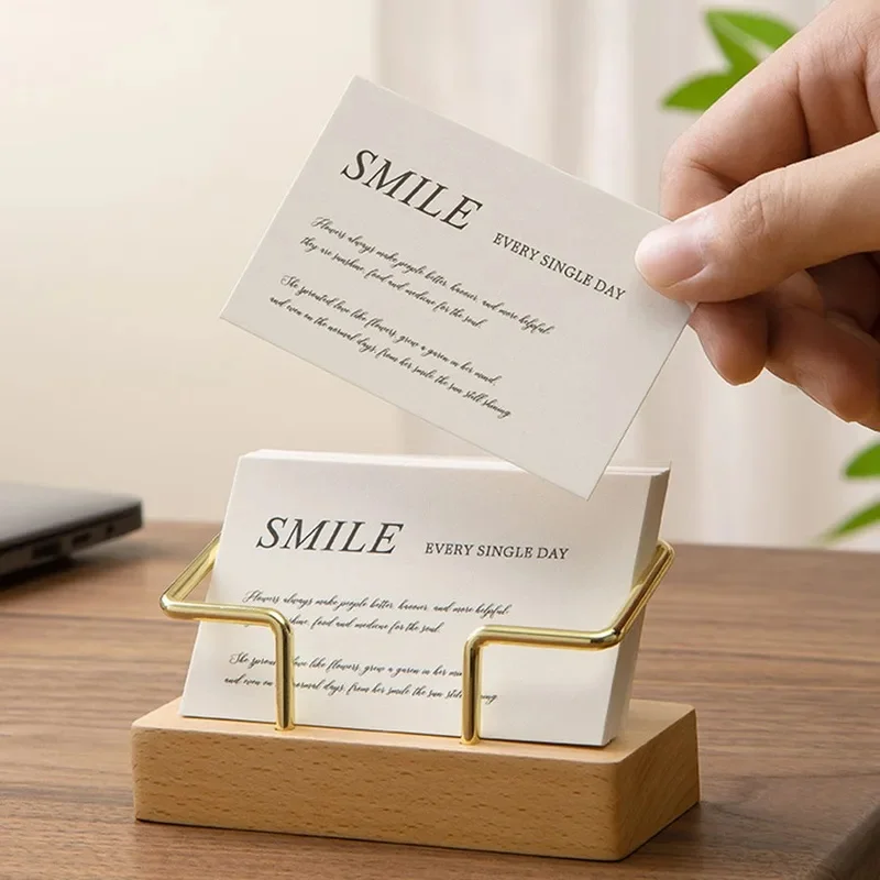 Business Card Holder Organizer Office Desk Display Stand Memo Counter Accessories Tabletop Shelf Home Wooden Card Holder Storage view 4