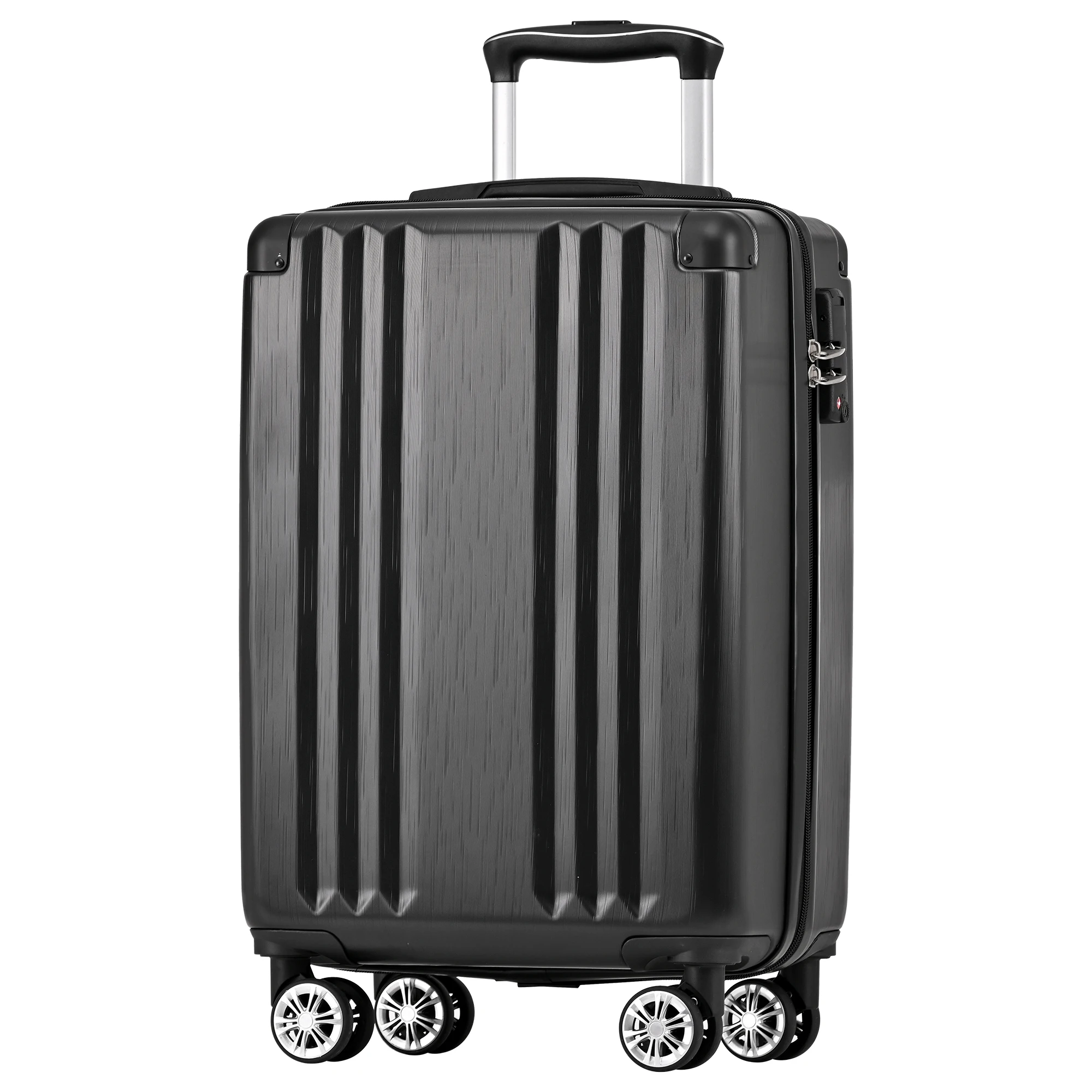 VSOGA Hardshell Suitcase suitcase hand luggage 4 Rolls ABS Material TSA Custom Lock 56.5x37.5x22.5 cm Black