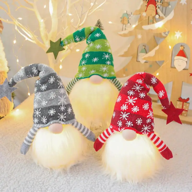 LED Natal Dekorasi Boneka Tanpa Wajah Boneka Mewah Kurcaci Bercahaya Dekorasi Ornamen Boneka Manusia Tua Gnome Bersinar Nordic Dekorasi Natal