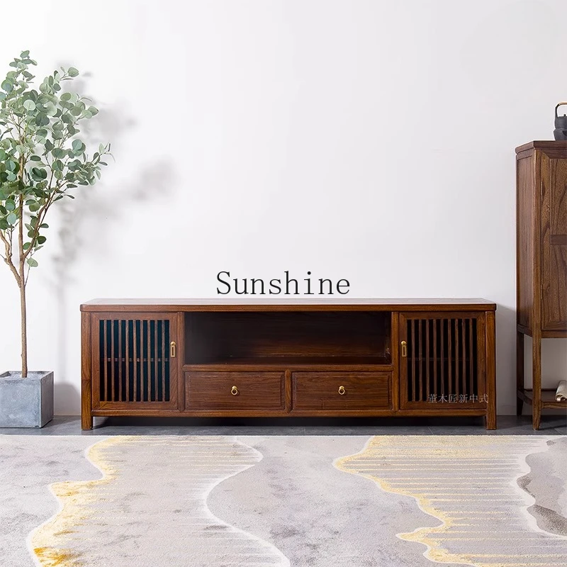 

New Chinese style modern simple solid wood TV low cabinet B & B club furniture living room bedroom floor