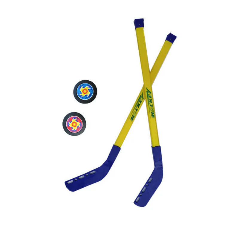 Juego de plástico callejero para niños, Mini 2 palos de hockey, 2 deportes de disco, entrenamiento de hockey sobre hielo, juguetes para jóvenes,