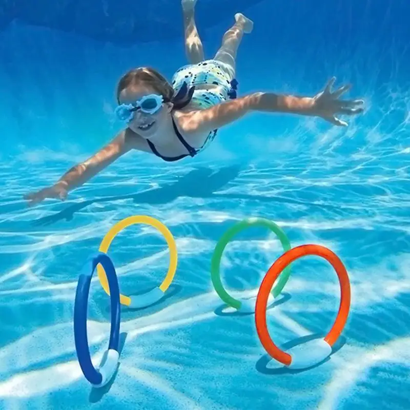 Diving Game Toys Set Swimming Pool Throwing Toy Dive Swim Rings Underwater Kids Summer Gift Beach Pool Ring Toy For Kid