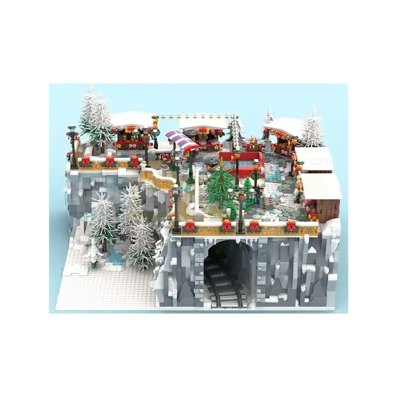MOC-Juego de invierno estacional, mercado de Navidad, traje de arquitectura Modular, tecnología, modelo de bloques de construcción, juguetes para niños, regalo
