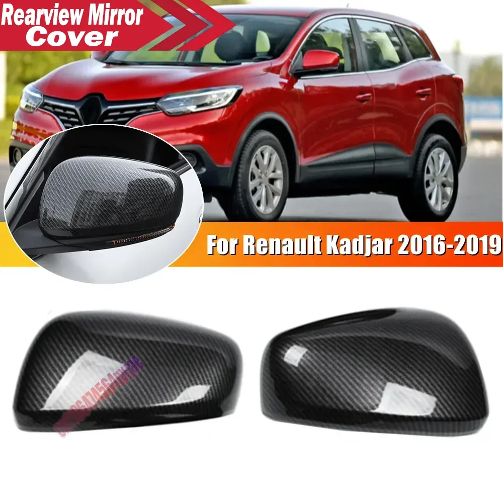 For Renault Kadjar 2016-2019 ABS Car Rearview Side Mirror Cover Wing Cap Exterior Door Trim Adhesive Sticker Parts
