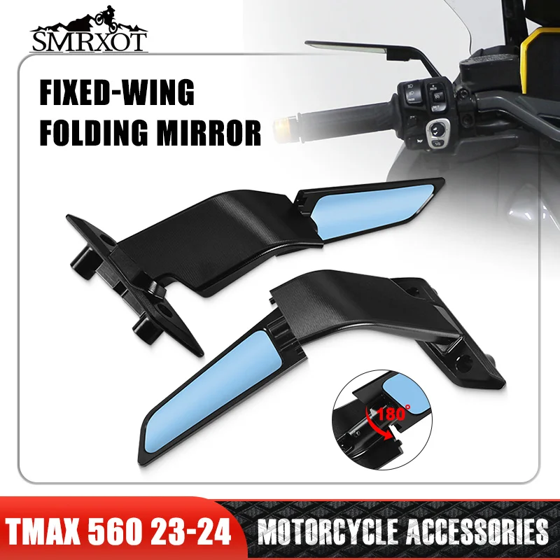 

NEW tmax560 Rear Mirror For TMAX560 TECH MAX 2023 2024 Motorcycle Adjustable Mirrors Rotating Flank Spoiler Fairing Wind Wing