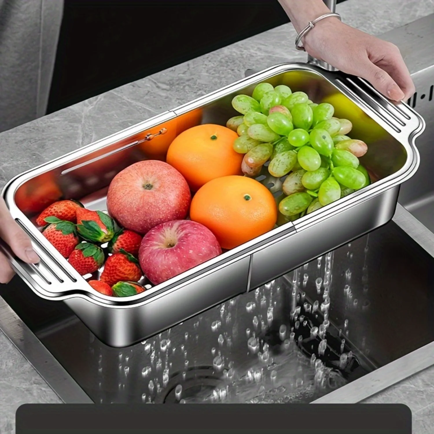 1pc Stainless Steel Dish Rack Basket - Ultra-Functional Design for Maximum , Smooth Retractable Mechanism, Versatile for Washing