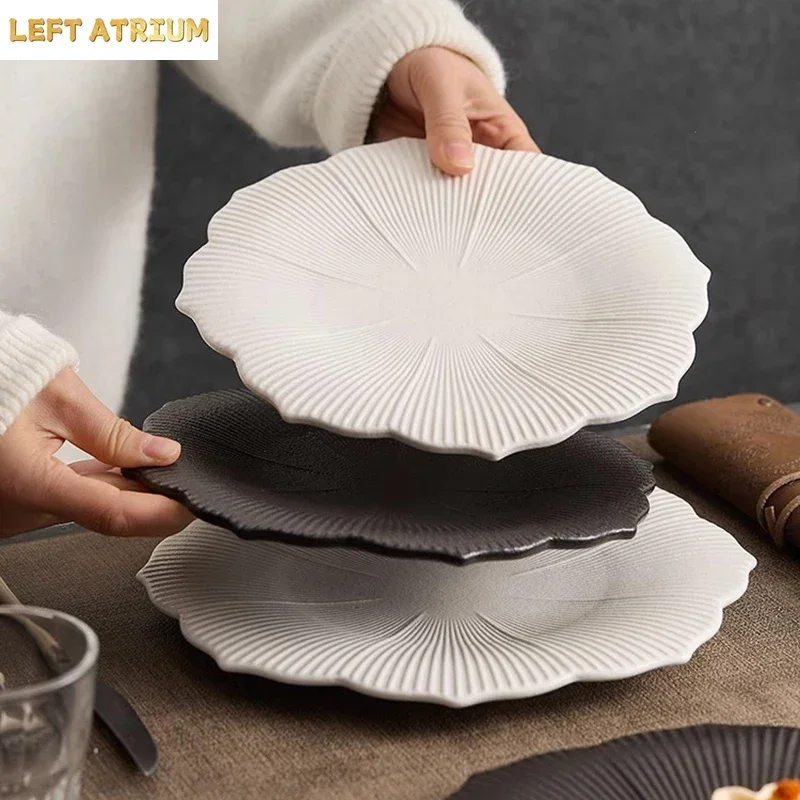 matte-ceramic-plate-serving-dish-pasta-dish-steak-plate-dessert-dish-lotus-striped-plate-molecular-cuisine-kitchen-tableware