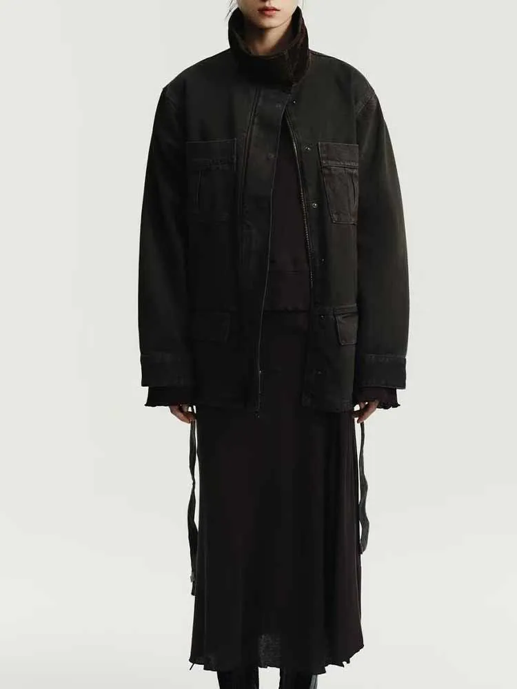 กระโปรงทรงเอ midi ผ่าข้าง เอวสูง สไตล์ยุโรปและอเมริกา รุ่นใหม่ล่าสุดสำหรับฤดูใบไม้ร่วง ดีไซน์ทันสมัย เรียบง่าย ใส่ได้หลากหลาย ผ้าเนื้อนุ่ม