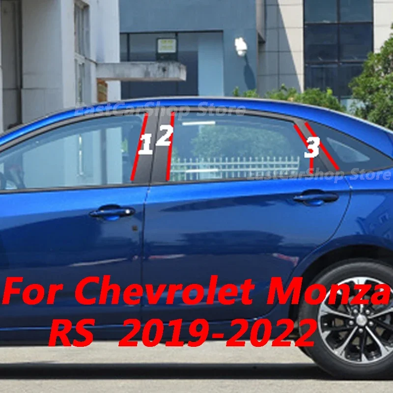 For Chevrolet Monza RS Car Door Central Window Middle Column Trim Strip PC B C Pillar Decoration Accessories Cover 2019-2022