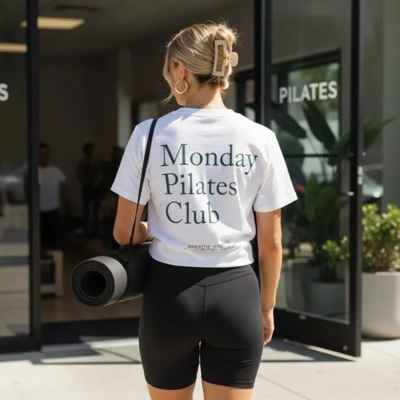 Shirt for Pilates Monday Pilates Club Tee for Yoga Shirt Wellness Fitness Clean Gift for Pilates Lover Aesthetic Kawaii T-shirt