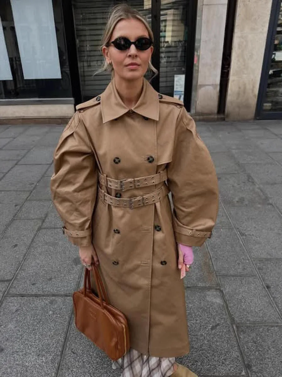 

SuperAen 2024, осеннее прямое платье-труба, длинный кардиган большого размера на шнуровке с градиентом и цветочным принтом