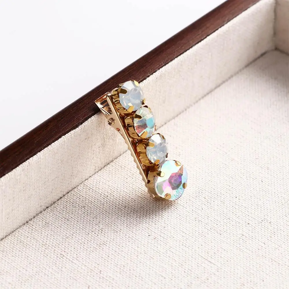 Small Barrettes Colorful Gem Girl Hair Clip Korean Style Headwear Rhinestone Hairpin Female Hair Accessories Beads Hair Clip