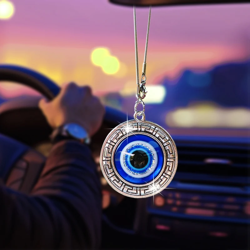 Kreativer Blauer Augen-Autoanhänger, Modischer Teufelsauge-Spiegelanhänger für den Autoinnenraum – Detail 2
