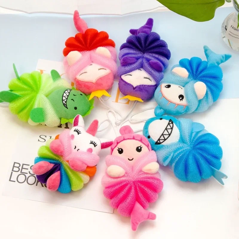 1Pcs Kawaii Baby Body Bath Ball Mermaid Kids Body Brush Soft Skin-friendly Children Bath Flower Bathroom Accessories