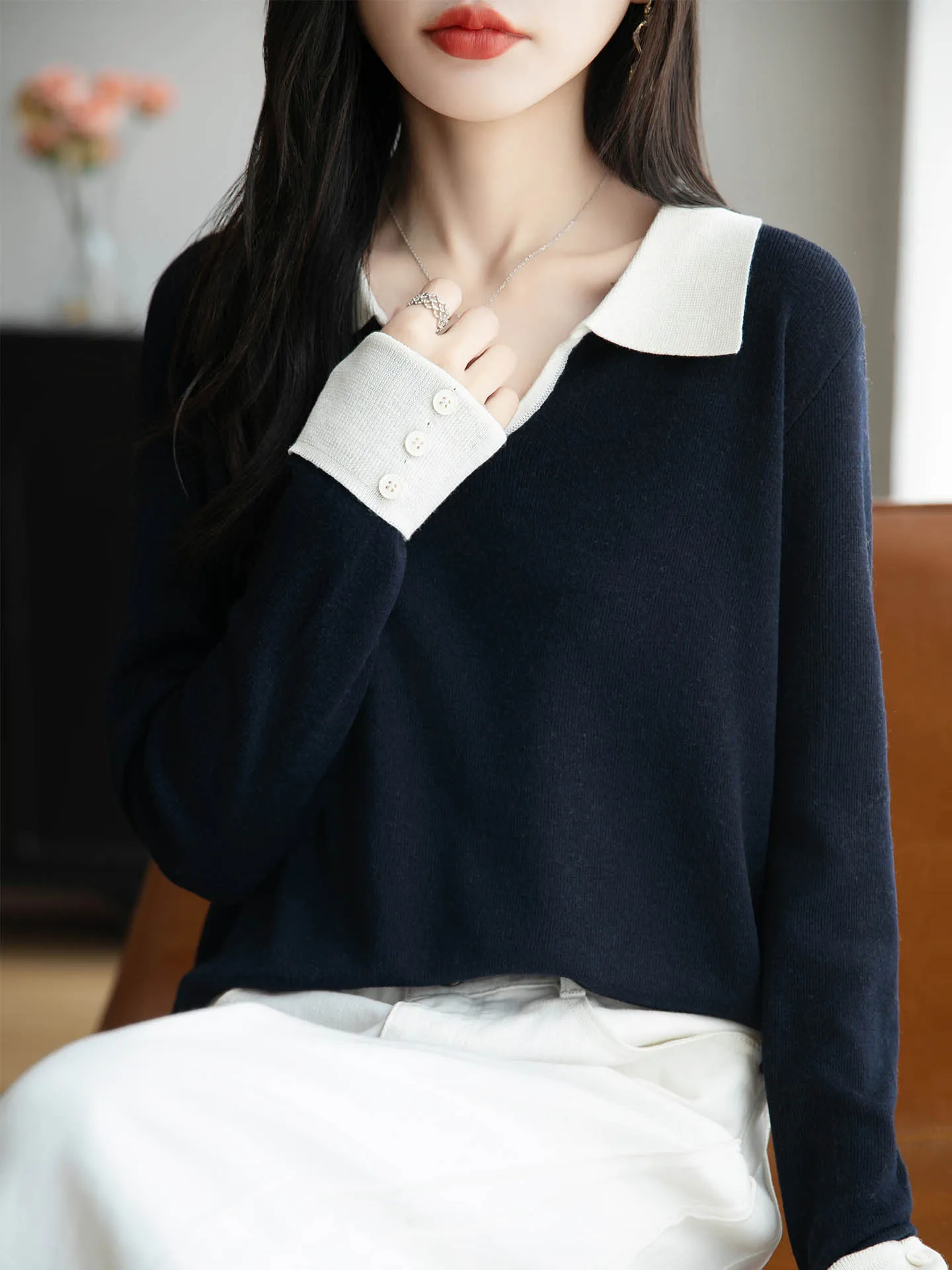 لينة السيدات 100% ميرينو كنزة صوفية من الصوف التلبيب تريكو سترة الكشمير المعنقة الخريف الشتاء الترفيه طويلة الأكمام لينة