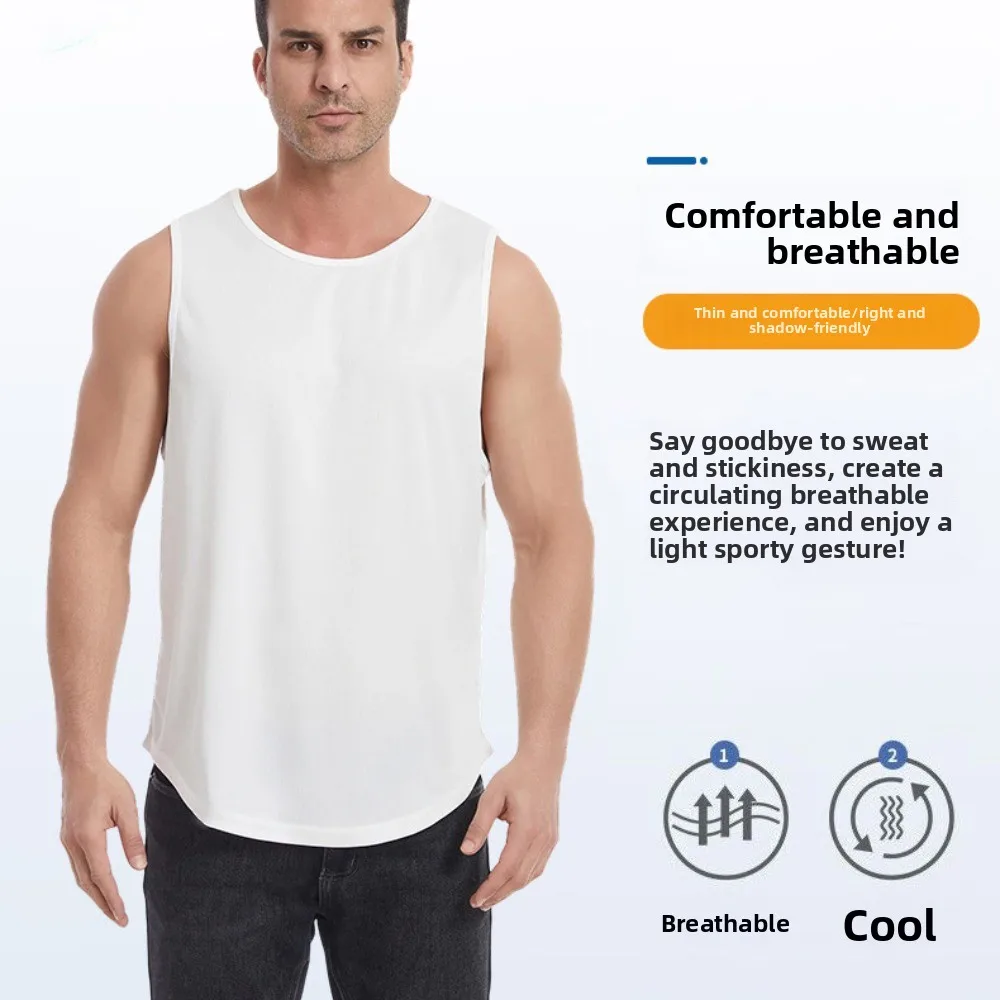 

Повседневная спортивная майка без рукавов, свободные футболки, жилет для бега, эластичные мужские топы без следов, жилеты, спортивные