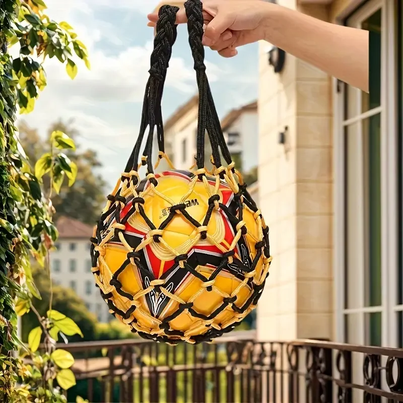 Heavy-Duty Nylon Basketball & Football Net Bag - Large Drawstring Storage for Gym, Outdoor | Durable, Multi-Color