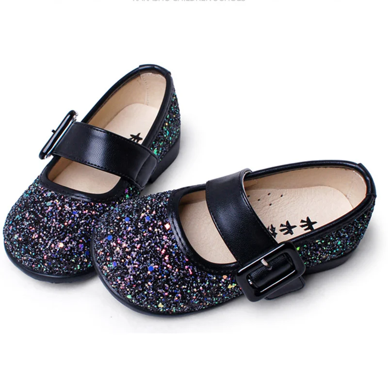 Fashion Girl Sandal Rubber Bottom Anti-slip Black Casual Shoes Light Sequined Girls Spring Autumn Sandals