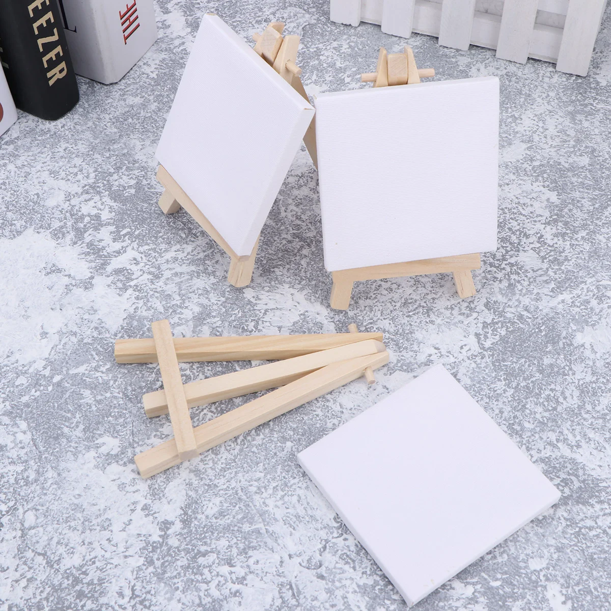 

10 PCS Mini Canvas Panel Wooden Easel Sketchpad Settings Drawing Decoration for Kids Wedding Painting Craft