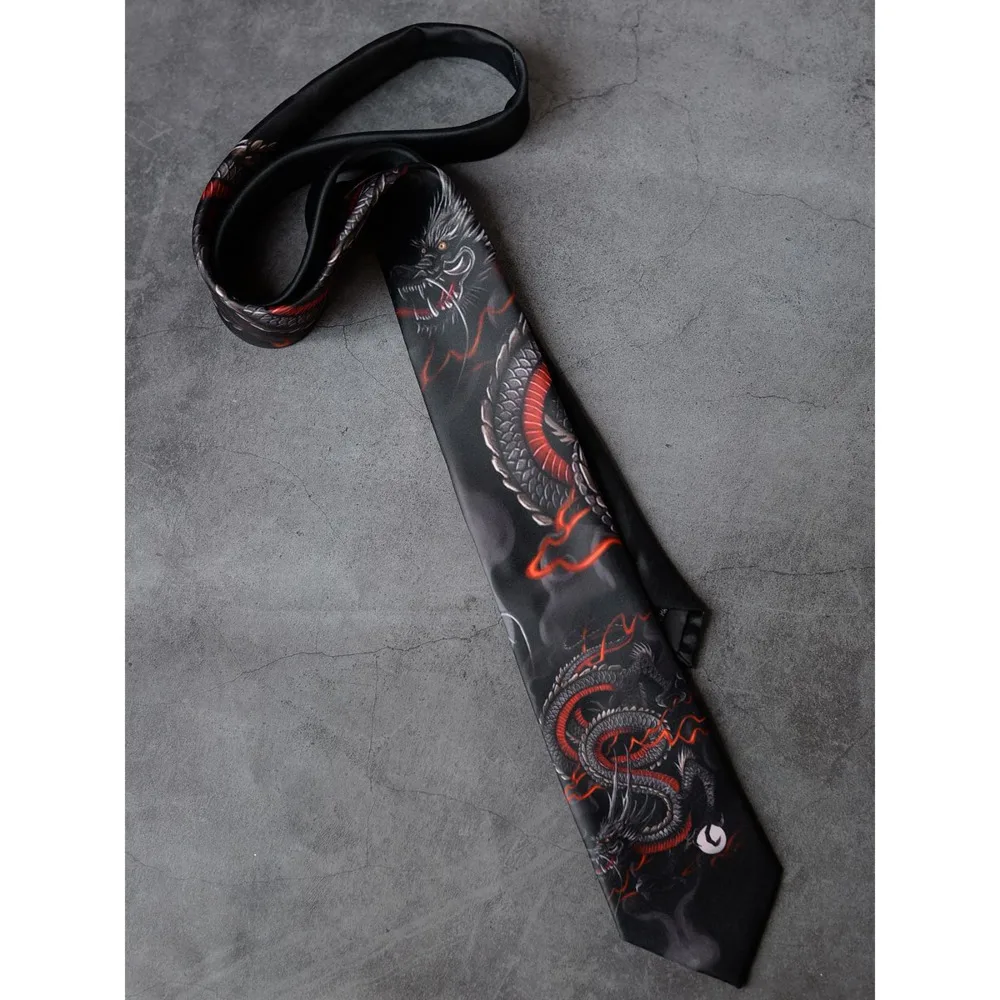 Gravata estampada casual diversão high-end estilo Wasteland juventude versátil uniforme camisa para mulheres e homens na moda literária legal