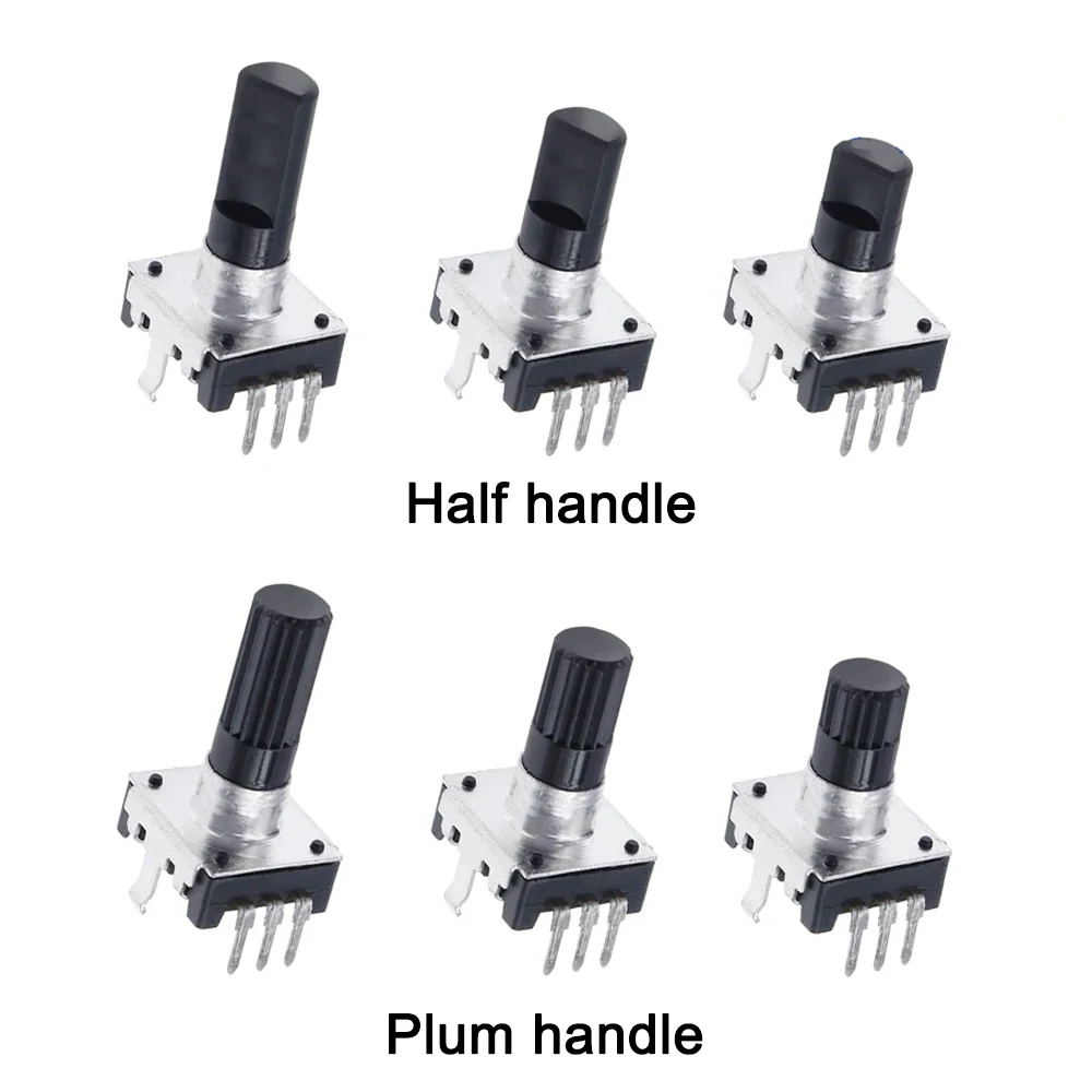 100PCS EC12 24 Position Rotary Encoder No Switch 3-Pin for Audio Amplifier Tone Volume Control Handle 12/15/20mm