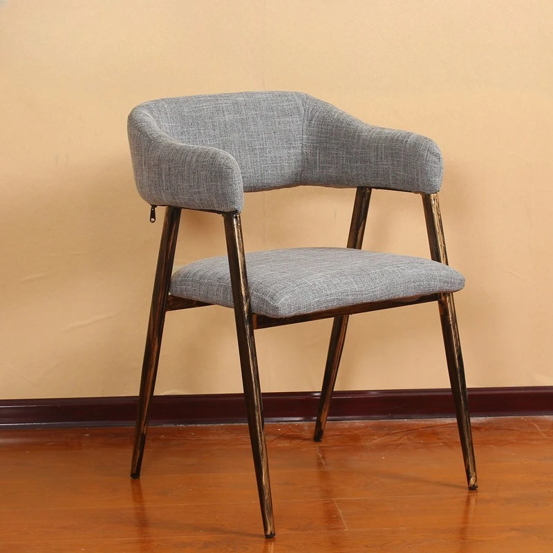 

A word soft bag chair linen home Internet celebrity leather back chair coffee shop hotel leisure wrought iron dining chair