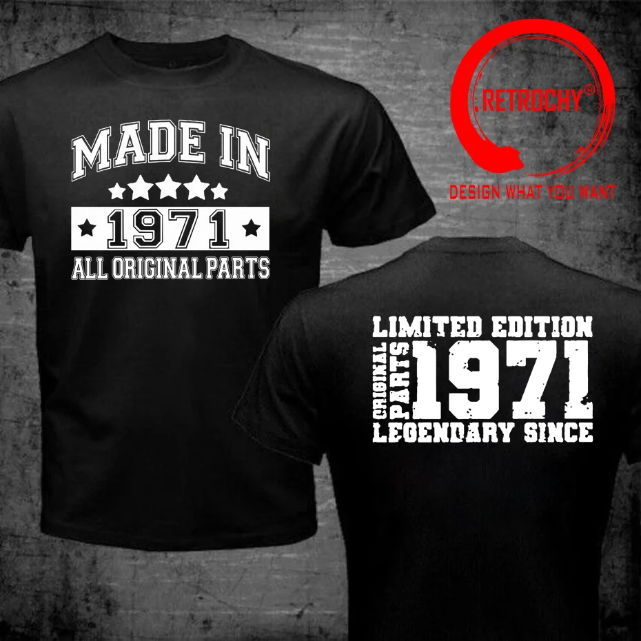 Vintage 1971 LIMITED EDITION Letters Print T Shirt Men Casual O Neck Short Sleeve Tops For Man Comfy Casual Summer 1971 T-Shirt