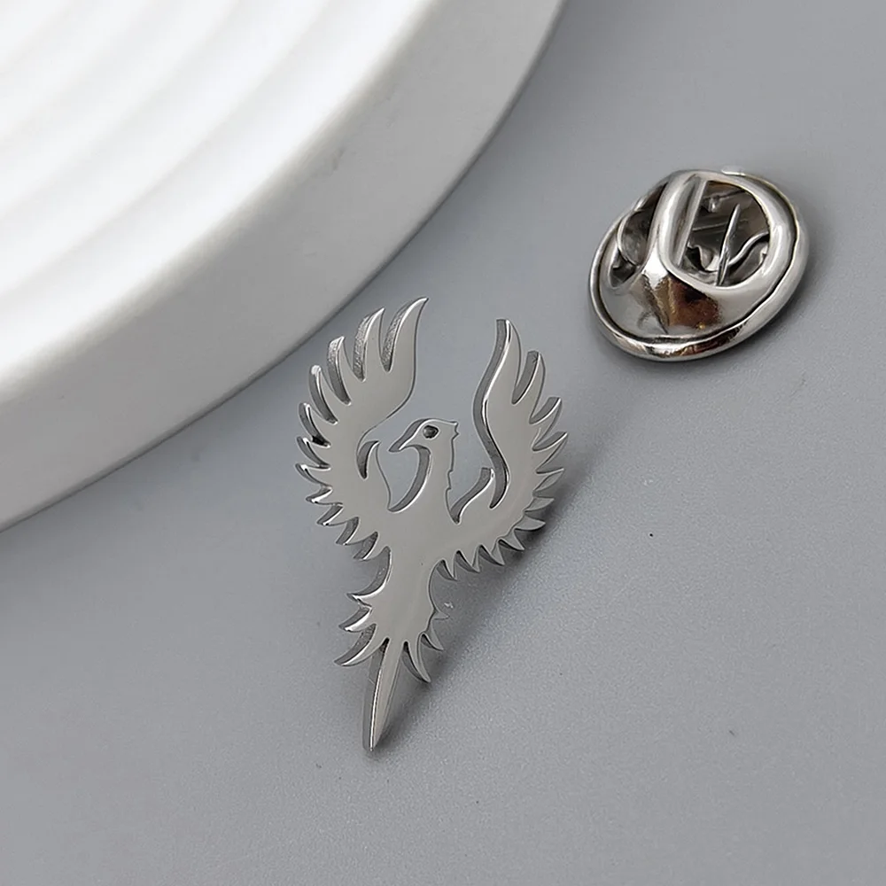 Phoenix auspicious bird gold-plated badge, silver collar brooch, black lapel pin, men\'s suit accessories set, father\'s gift
