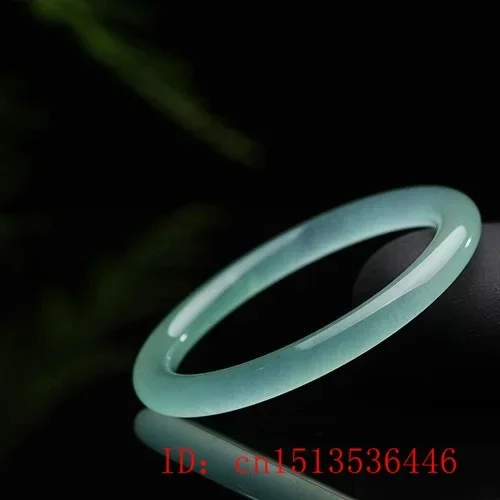 Genuine Natural Green Jade Bangle 54-62mm Round Bracelet Fashion Charm Jewellery Accessories Hand-Carved Amulet Gifts for Women