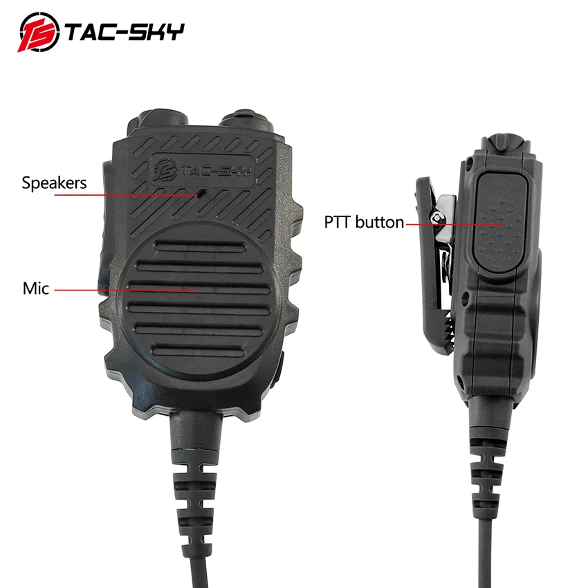 TAC-SKY Tactical Headset PRC152 PRC163 6pin Handheld Speaker Mic Ptt Connect button for Military Airsoft  Shooting Headphones
