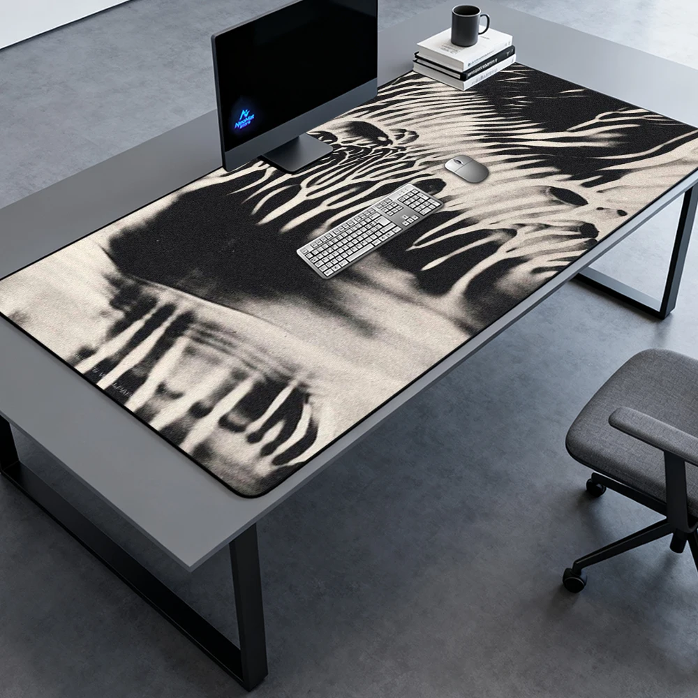 Monochrome Mouse Pad Ink Desk Mat 140x60 Gaming XXXL Black White Abstract Texture 160x60 Very Large Mousepad Gamer Mousepads