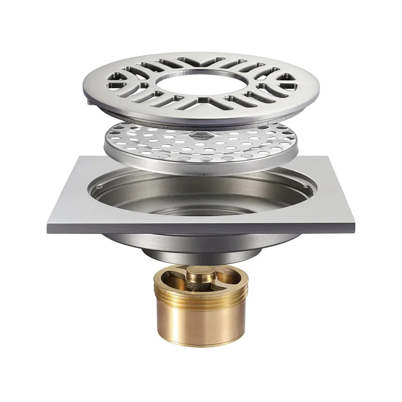 Brass copper brushed washing machine deodorant and anti-return water large flow floor drain