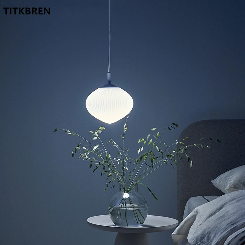 Modern Simplicity Milk White Glass Lampshade Pendant Lamp Lily of the Valley Hanging Lighting Bedroom Coffee Restaurant Fixture