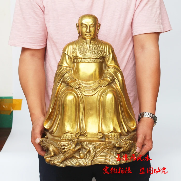 48CM # blessing Company SHOP Store home TOP efficacious Talisman Protection-ZUI SHI YE ZHENWU dragon Chinese FENG SHUI statue