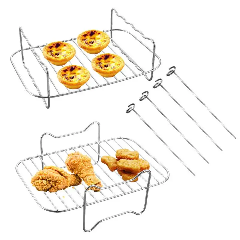 

Air Fryer Rack Set Double Layer Air Fryer Rack For Oven Air Fryer Accessories Multi-purpose Rack Compatible With Most Airfryer