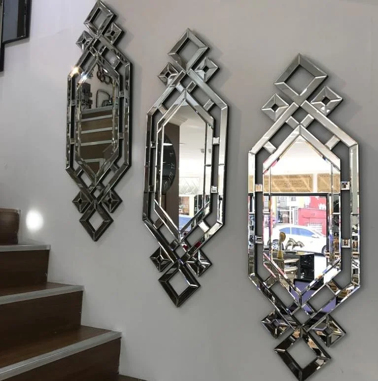 

Hot Sales Sparkly Living Room Decorative Mirror Set of 3 Wall Mirror for Home Hotel Rental