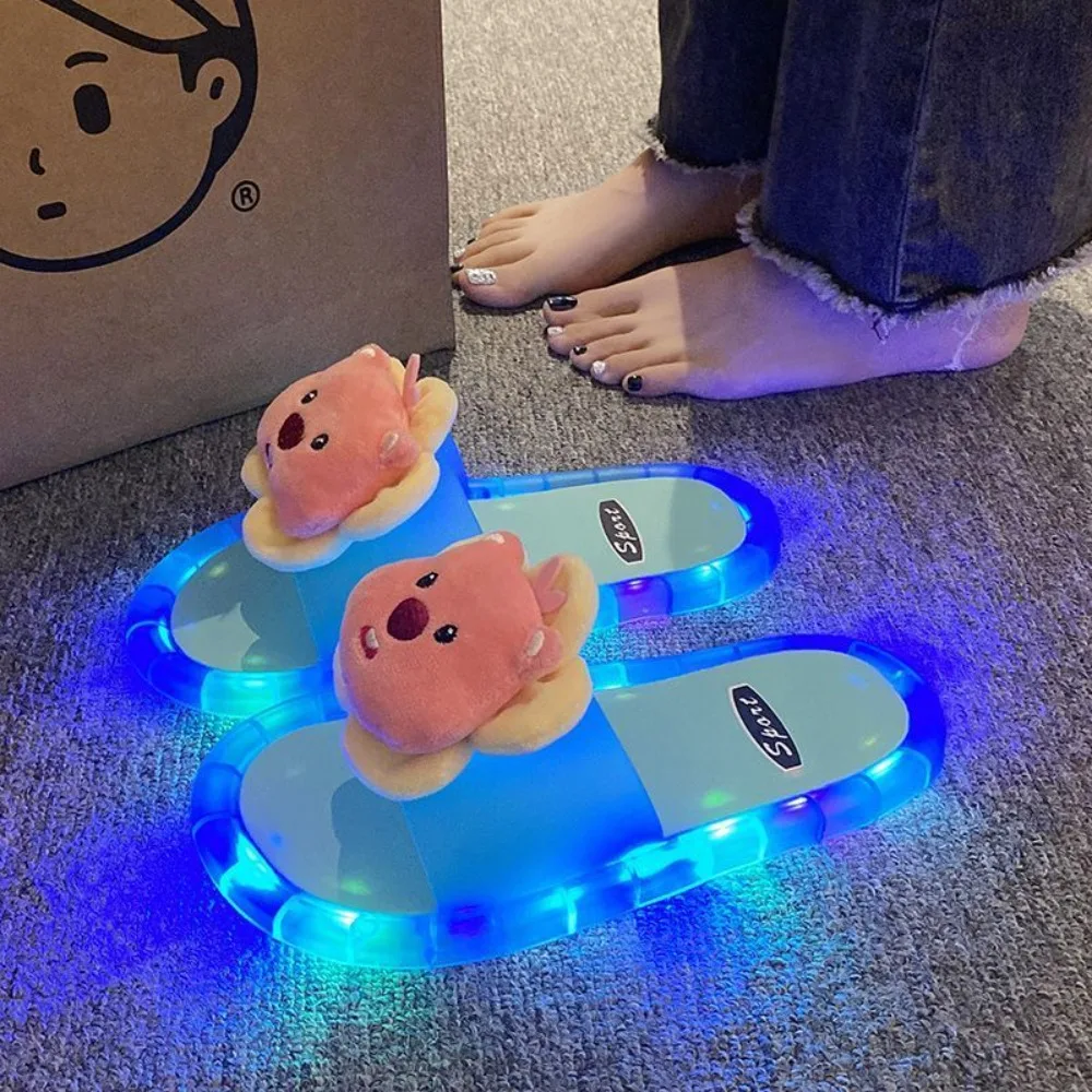 Girl Outdoor Luminous Slippers Loopy Anime Cartoon Cute Fashion PVC LED Light Sandals Women Bathroom Anti-slip Home Shoes